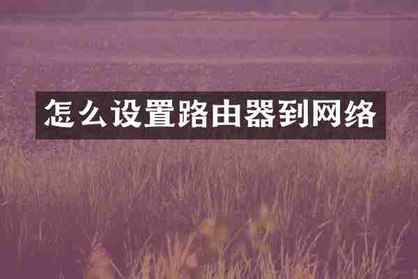 怎么设置路由器到网络