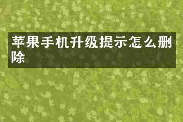 苹果手机升级提示怎么删除