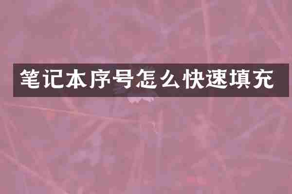 笔记本序号怎么快速填充