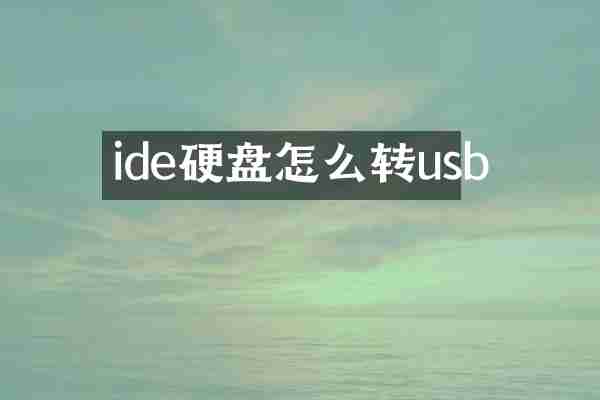 ide硬盘怎么转usb