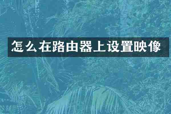 怎么在路由器上设置映像