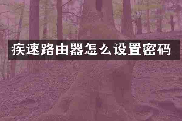 疾速路由器怎么设置密码