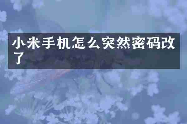 小米手机怎么突然密码改了