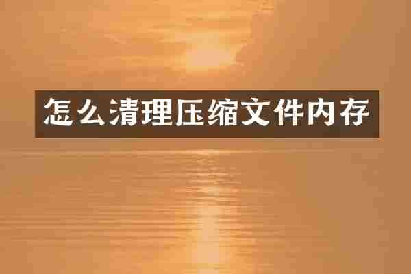 怎么清理压缩文件内存