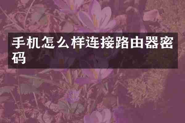 手机怎么样连接路由器密码