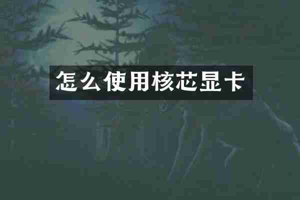 怎么使用核芯显卡