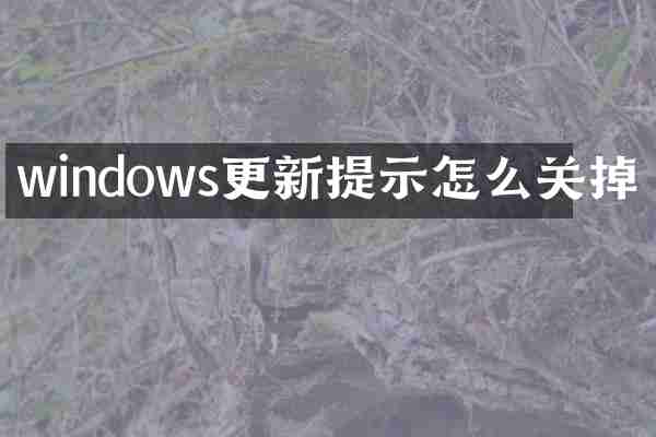 windows更新提示怎么关掉