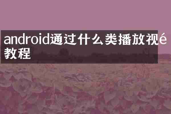 android通过什么类播放视频教程