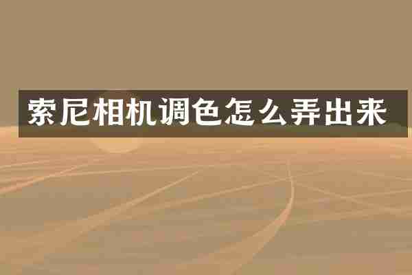 相机调色怎么弄出来