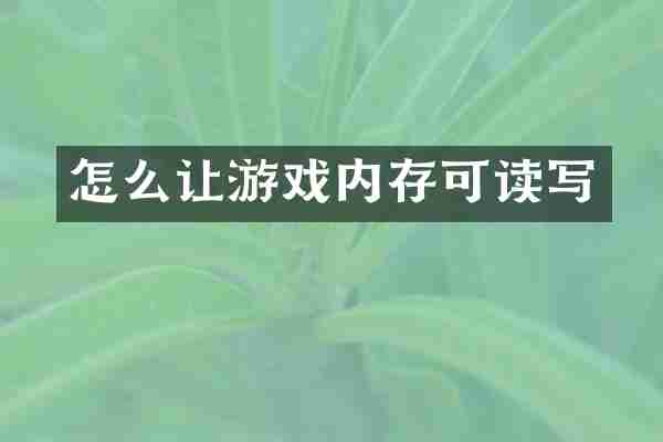 怎么让游戏内存可读写