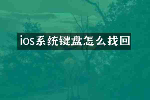 ios系统键盘怎么找回