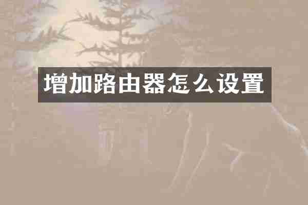 增加路由器怎么设置