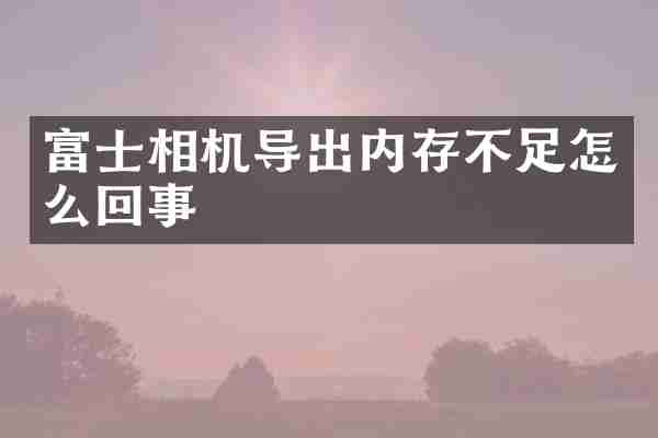富士相机导出内存不足怎么回事