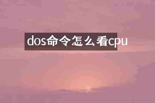 dos命令怎么看cpu