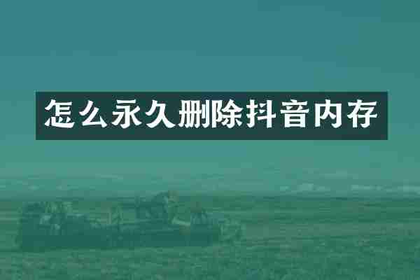 怎么永久删除抖音内存