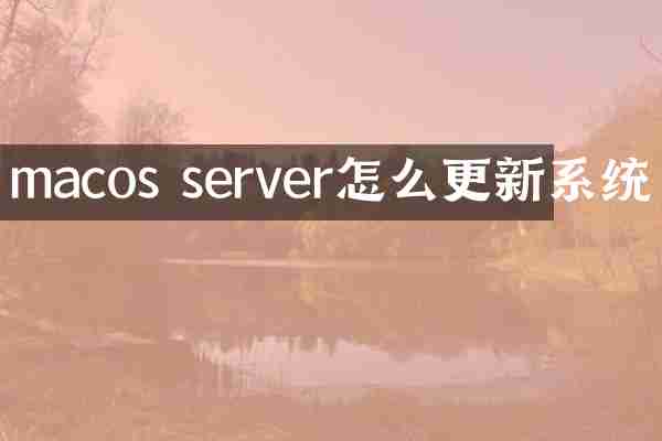 macos server怎么更新系统
