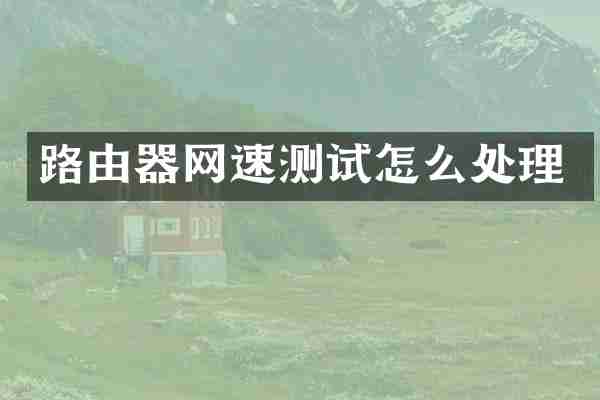 路由器网速测试怎么处理