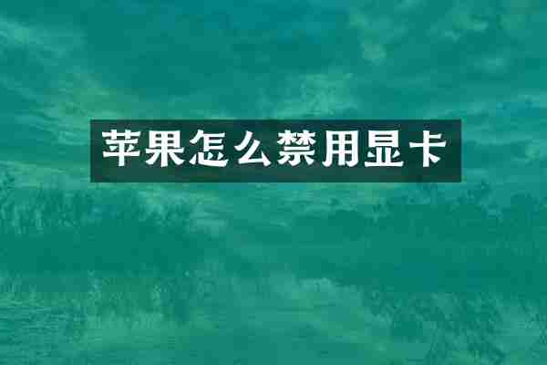 苹果怎么禁用显卡