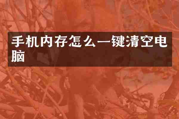 手机内存怎么一键清空电脑