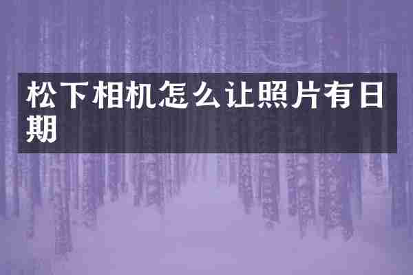松下相机怎么让照片有日期