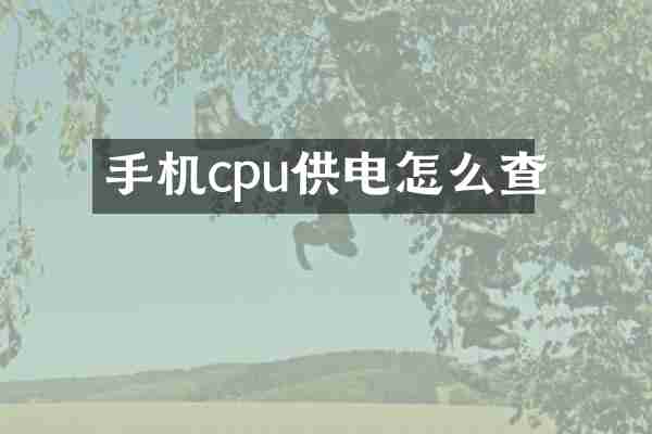 手机cpu供电怎么查