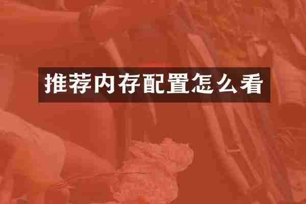 推荐内存配置怎么看