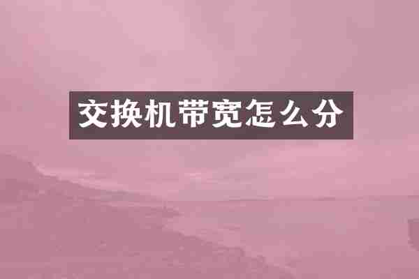 交换机带宽怎么分