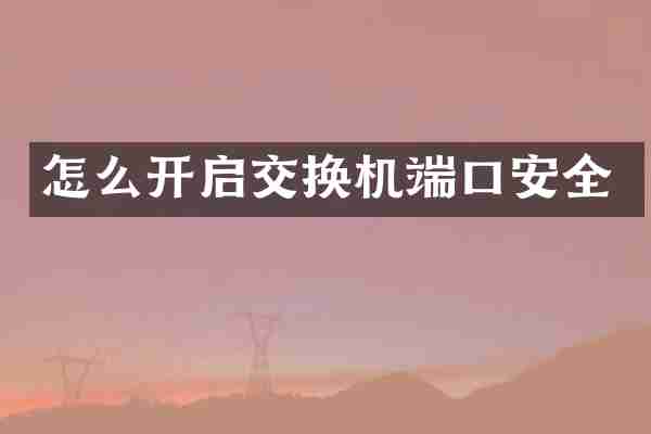 怎么开启交换机端口安全
