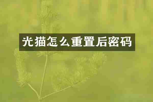 光猫怎么重置后密码