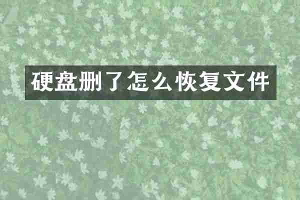 硬盘删了怎么恢复文件