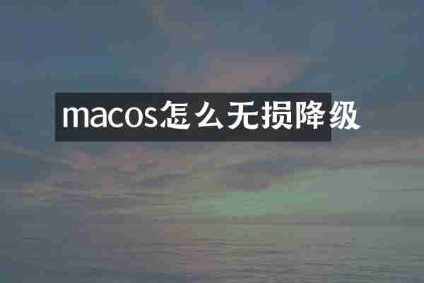 macos怎么无损降级