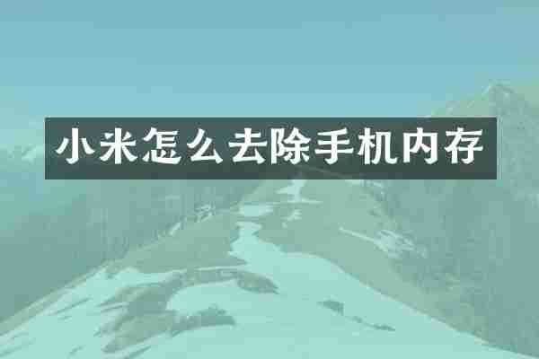 小米怎么去除手机内存