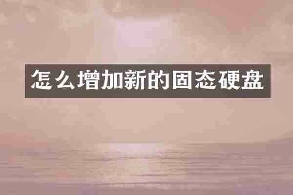 怎么增加新的固态硬盘