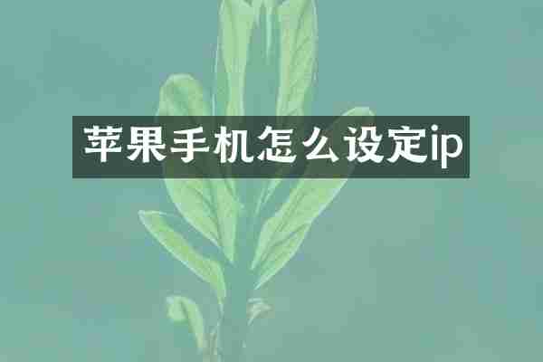 苹果手机怎么设定ip