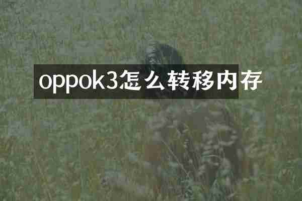 oppok3怎么转移内存