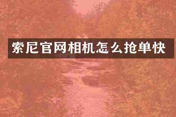 官网相机怎么抢单快