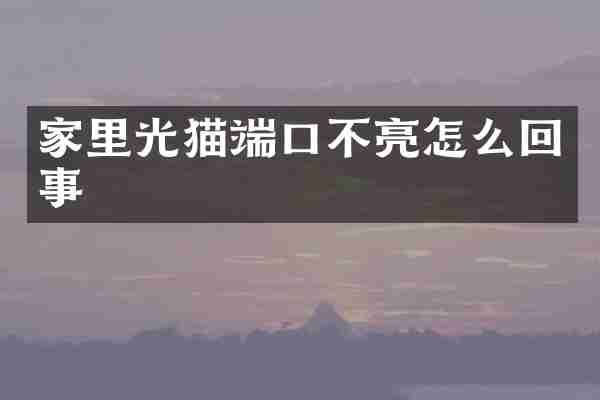 家里光猫端口不亮怎么回事
