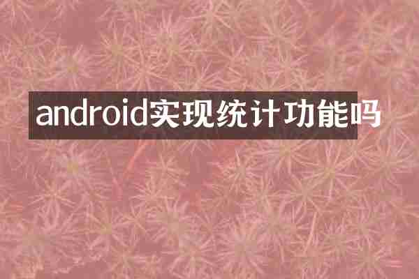 android实现统计功能吗