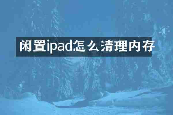 闲置ipad怎么清理内存