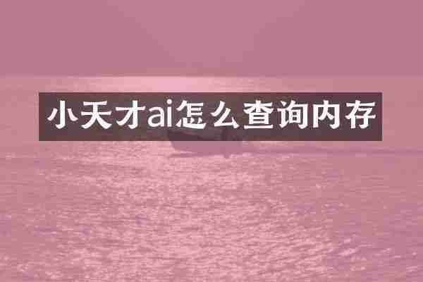 小天才ai怎么查询内存