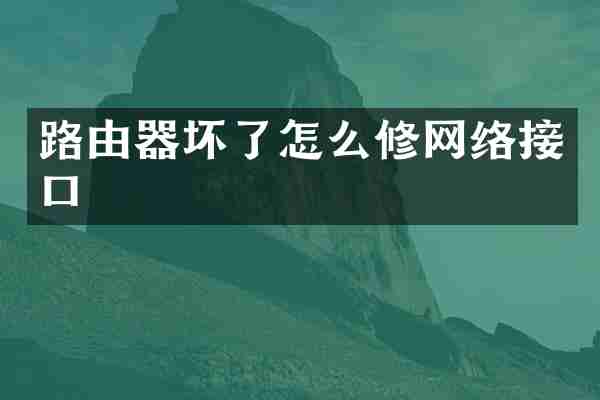 路由器坏了怎么修网络接口