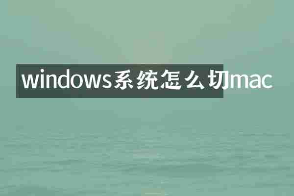 windows系统怎么切mac