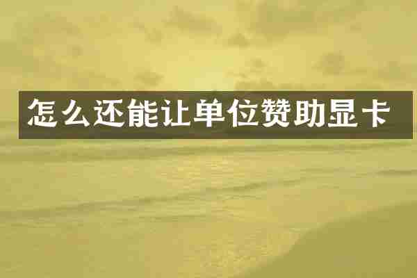 怎么还能让单位赞助显卡