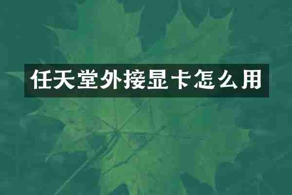 任天堂外接显卡怎么用