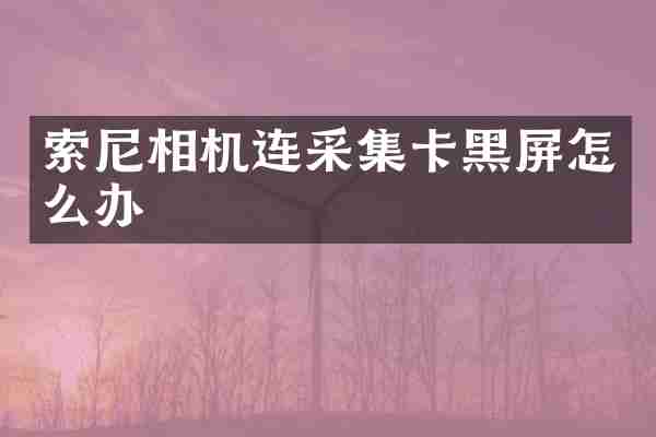 索尼相机连采集卡黑屏怎么办