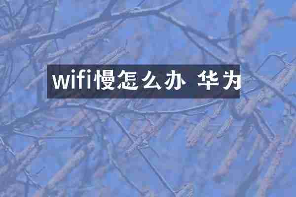wifi慢怎么办 华为