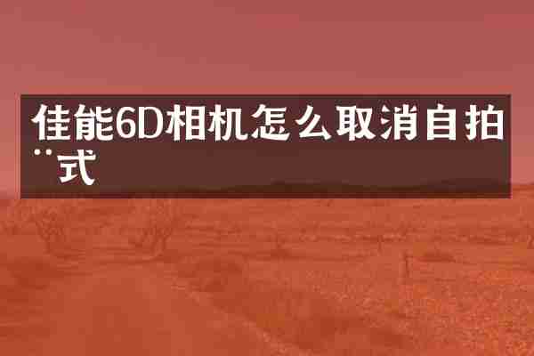 佳能6D相机怎么取消自拍模式