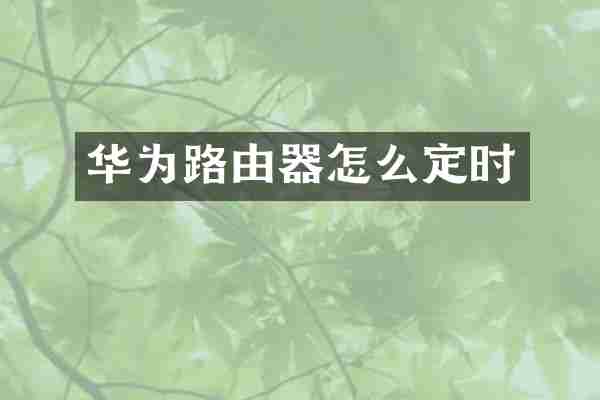 华为路由器怎么定时