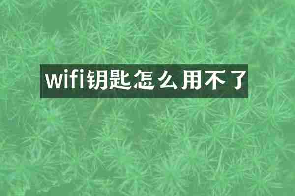 wifi钥匙怎么用不了