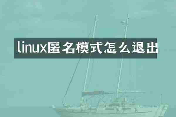 linux匿名模式怎么退出